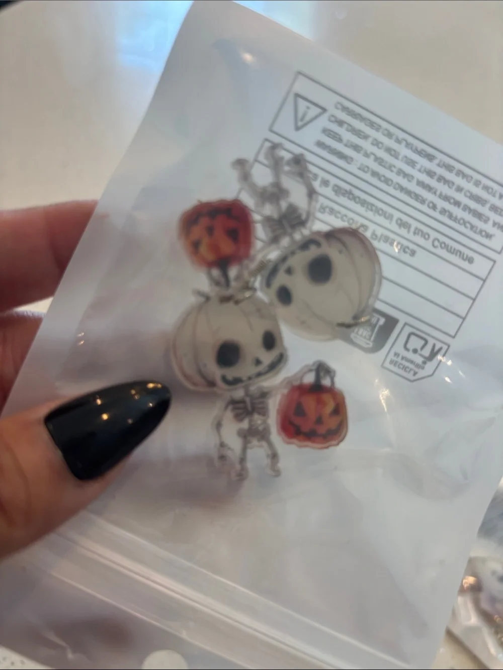 Cute Halloween Character Dangle Earrings - White & Black (Set)
